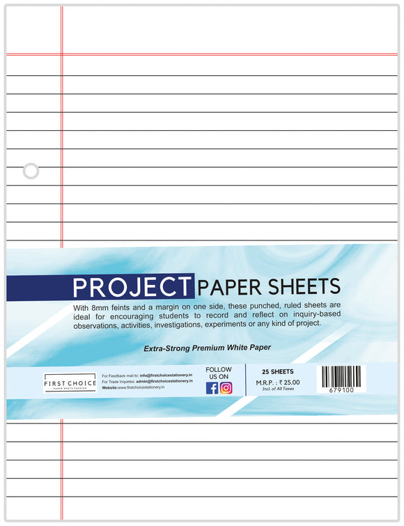 Project Paper Sheets A4, Ruling Single line By First Choice Stationery